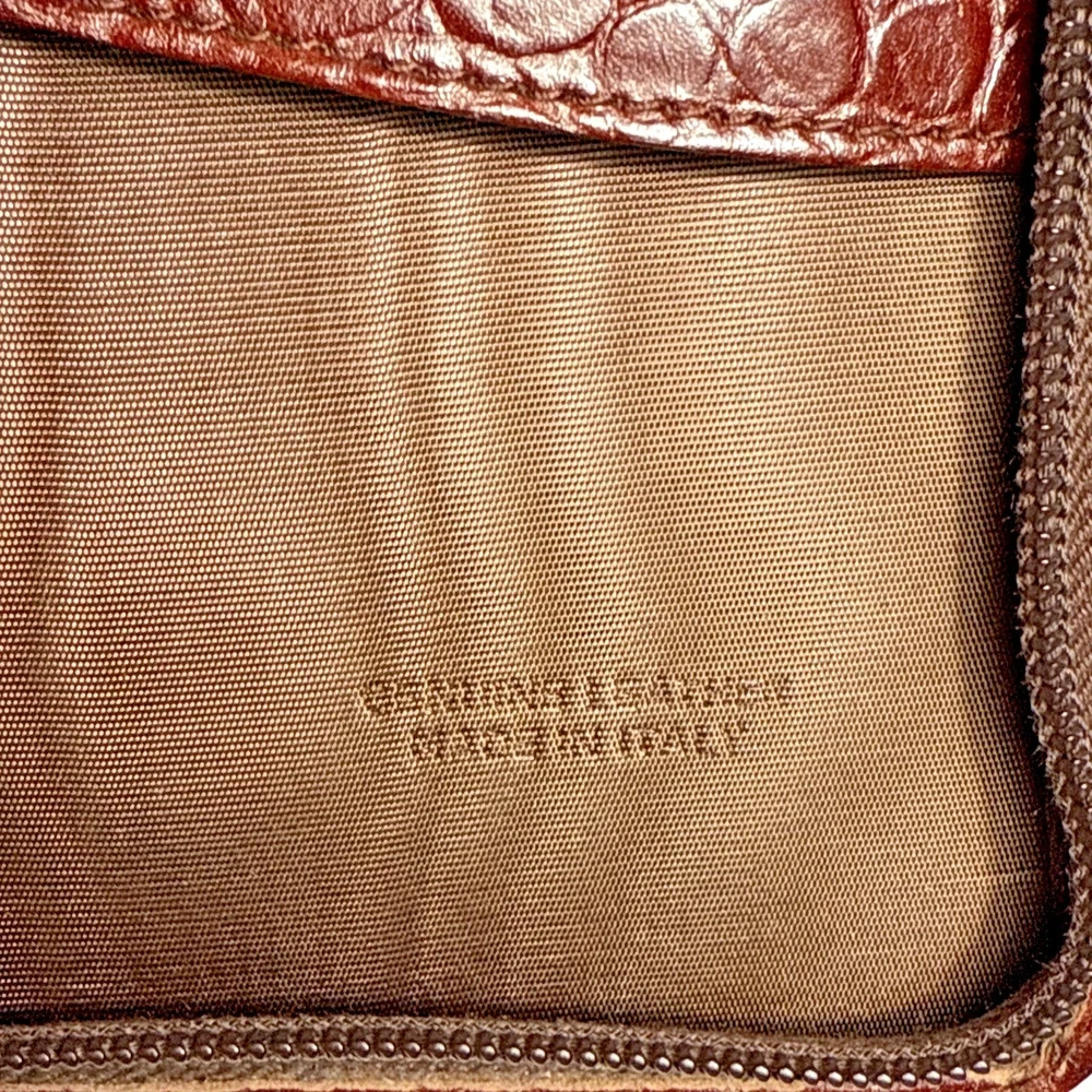 Vintage Italian Leather Tie Case Mens Travel Accessory Luxury Gift Crocodile EUC